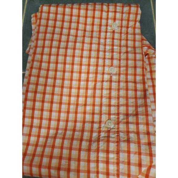 Banana Republic Button Down Shirt Large Slim Fit Long Sleeve Orange Geometric - Picture 3 of 3